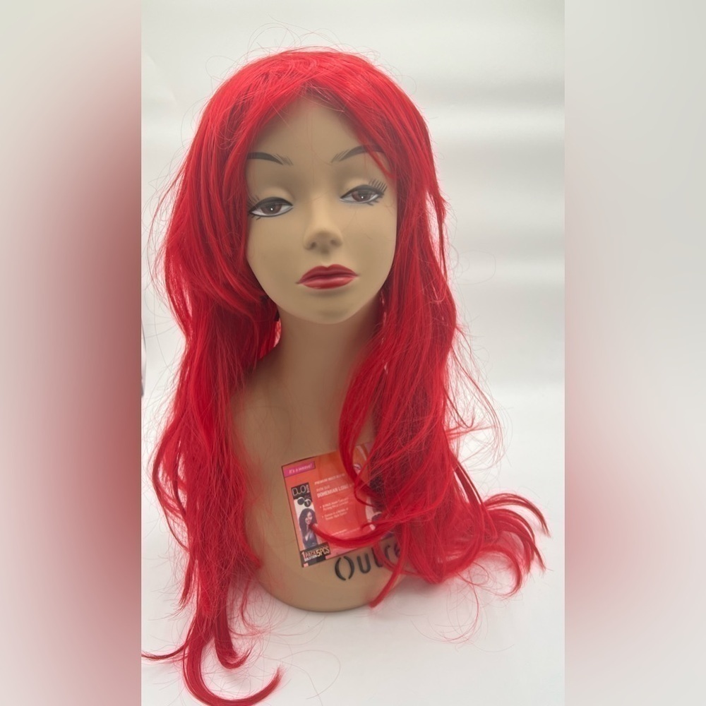 Red Anime Style Wig Long Synthetic Hair